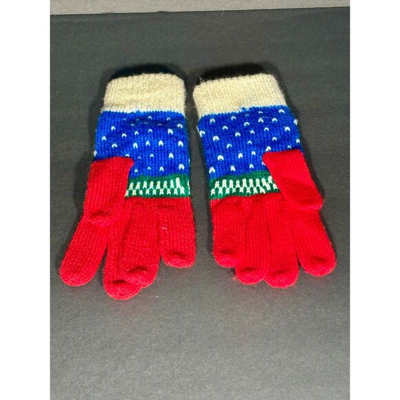 Rudolph the Red Nosed Reindeer Kids Knit Gloves Red Blue Holiday Christmas - Picture 3 of 3